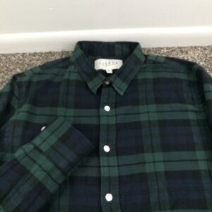 Lisboa Portuguese Flannel Shirt Blackwatch Plaid L/S Button Up Mens Medium